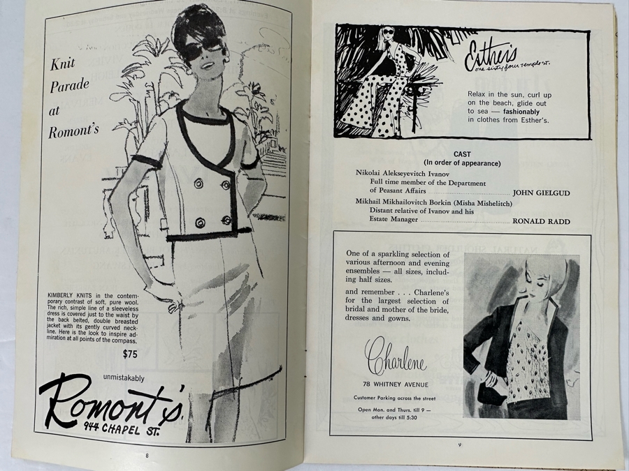 Vivien Leigh (Scarlett O'Hara In Gone With The Wind) Autographed Shubert Theatre Ivanov Theatre Program Signed By Vivien Leigh & Sir John Geilgud [Photo 8]