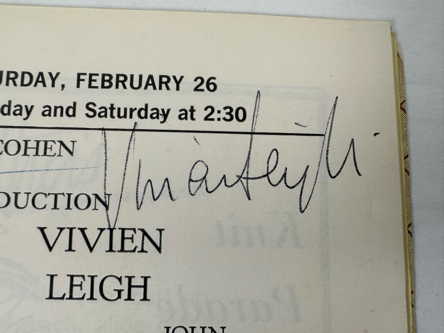 Vivien Leigh (Scarlett O'Hara In Gone With The Wind) Autographed Shubert Theatre Ivanov Theatre Program Signed By Vivien Leigh & Sir John Geilgud [Photo 5]