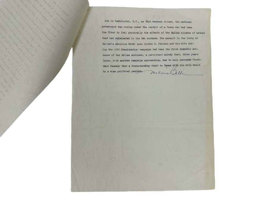 Signed Melvin Belli (Noted American Criminal Lawyer) Typescript Signed From His Book, Dallas Justice, The Real Story Of Jack Ruby And His Trial [Photo 3]