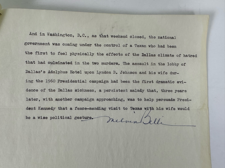 Signed Melvin Belli (Noted American Criminal Lawyer) Typescript Signed From His Book, Dallas Justice, The Real Story Of Jack Ruby And His Trial [Photo 6]