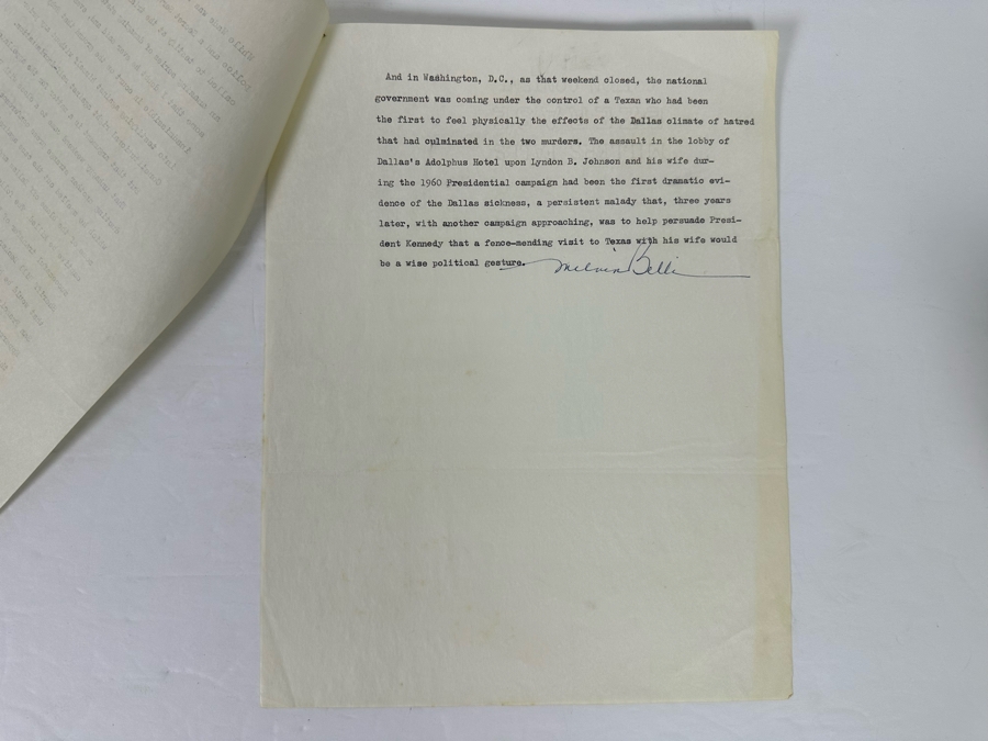 Signed Melvin Belli (Noted American Criminal Lawyer) Typescript Signed From His Book, Dallas Justice, The Real Story Of Jack Ruby And His Trial [Photo 5]