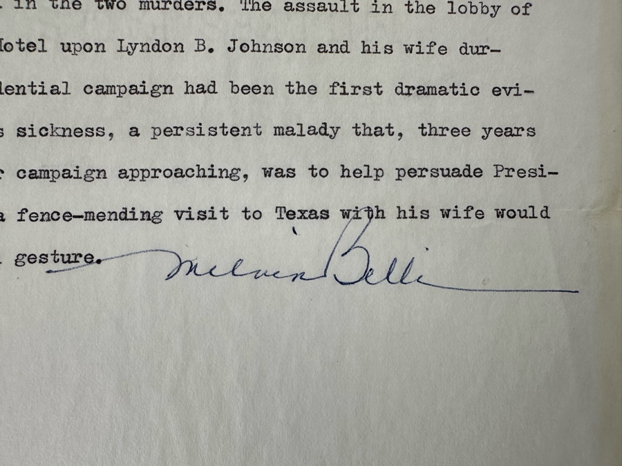 Signed Melvin Belli (Noted American Criminal Lawyer) Typescript Signed From His Book, Dallas Justice, The Real Story Of Jack Ruby And His Trial [Photo 7]