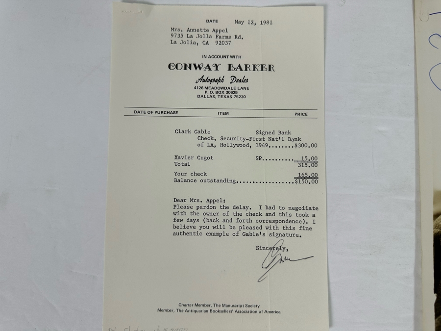 Autographed Xavier Cugat Photograph 1962 8 X 10 [Photo 8]