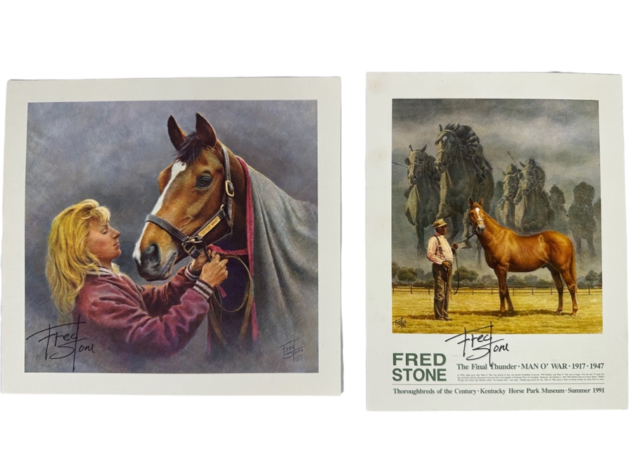 Pair Of Signed Fred Stone Horse Prints 6.5 X 6 And 5 X 5