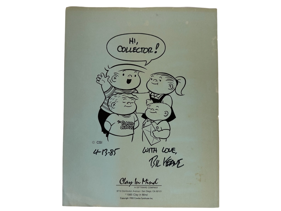Bil Keane Autograph On The Family Circus Print 8.5 X 11