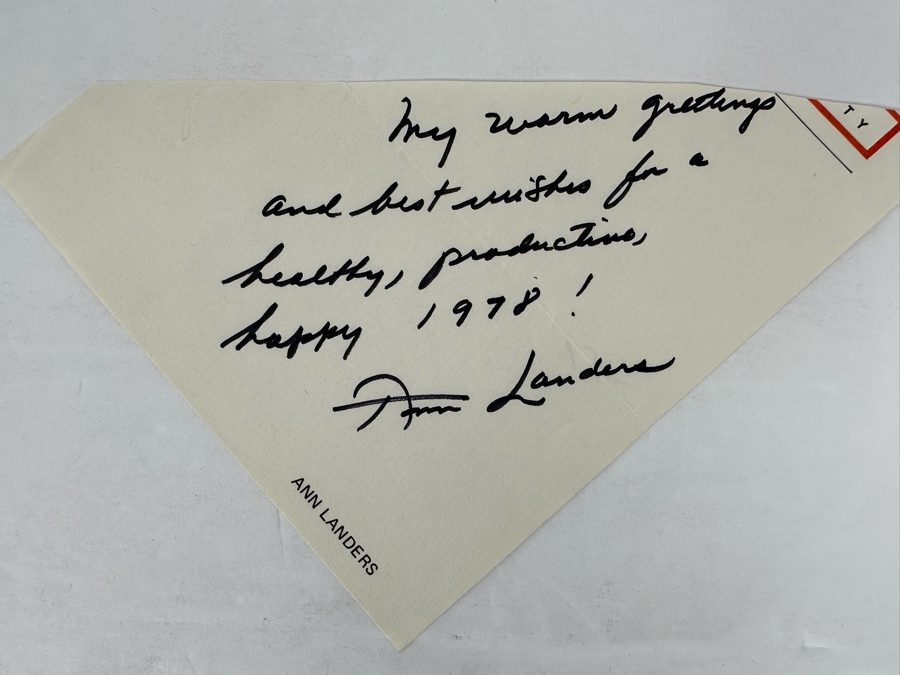 Autograph Of Letter From Ann Landers (Eppie Lederer AKA Dear Ann Landers) [Photo 2]