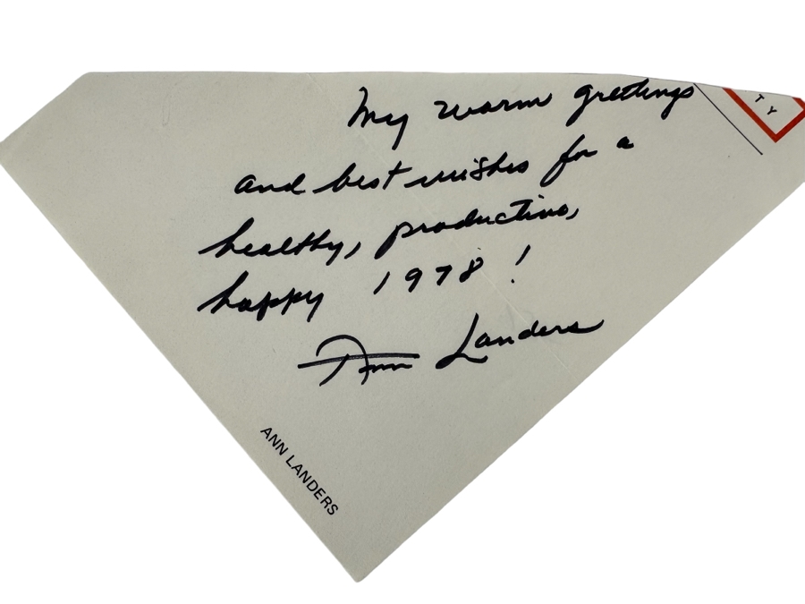 Autograph Of Letter From Ann Landers (Eppie Lederer AKA Dear Ann Landers)