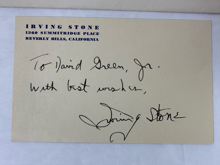 Autograph Of Irving Stone With Postmarked Envelope [Photo 4]