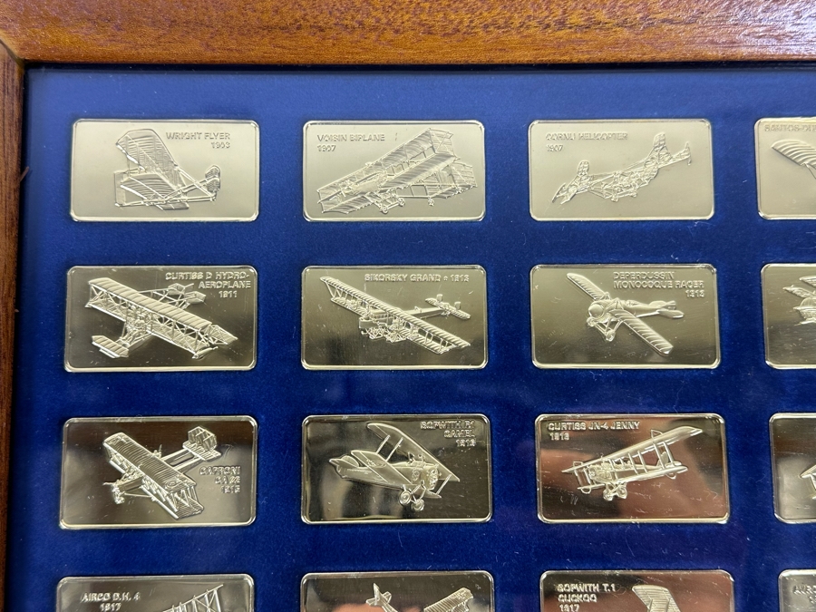 Limited Edition Of 15,000 First Collection Of The Jane's Medallic Register Of The World's Great Aircraft Consisting Of 100 Ingots Minted By The Franklin Mint With A Full Proof 24K Gold Electroplate On Solid Bronze W/ Cert Each Tray 13.5 X 9.5 - See Photos [Photo 15]