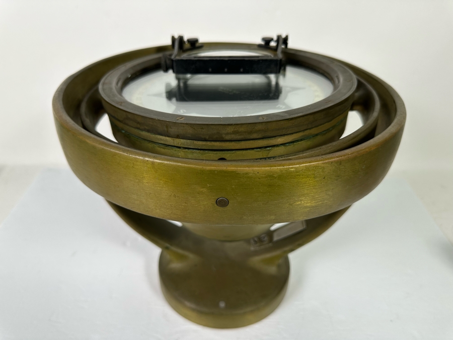 Vintage Salvaged Ship's Compass Mark XV Mod. O From The SS Catalina Steamship (1924-1975) (California's Last Steamship) After It Shipwrecked In The Harbour At Ensenada, Mexico Not Working As A Compass 13W X 12H [Photo 10]