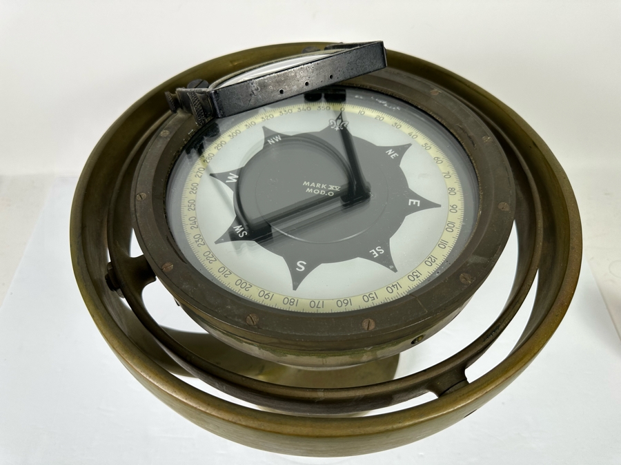 Vintage Salvaged Ship's Compass Mark XV Mod. O From The SS Catalina Steamship (1924-1975) (California's Last Steamship) After It Shipwrecked In The Harbour At Ensenada, Mexico Not Working As A Compass 13W X 12H [Photo 18]
