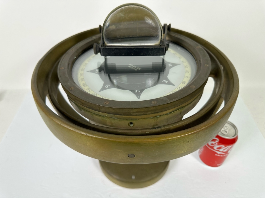 Vintage Salvaged Ship's Compass Mark XV Mod. O From The SS Catalina Steamship (1924-1975) (California's Last Steamship) After It Shipwrecked In The Harbour At Ensenada, Mexico Not Working As A Compass 13W X 12H [Photo 3]