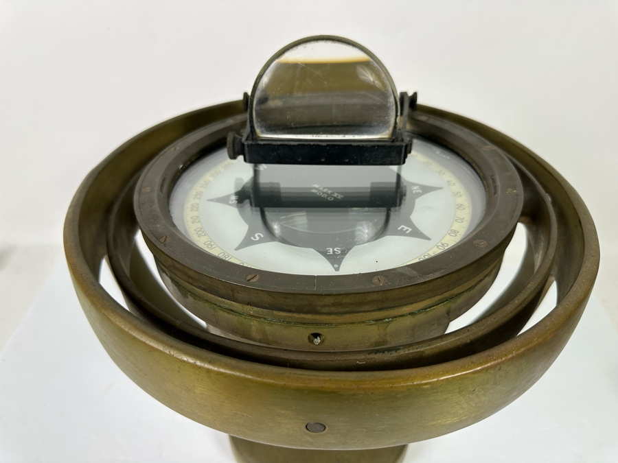 Vintage Salvaged Ship's Compass Mark XV Mod. O From The SS Catalina Steamship (1924-1975) (California's Last Steamship) After It Shipwrecked In The Harbour At Ensenada, Mexico Not Working As A Compass 13W X 12H [Photo 8]