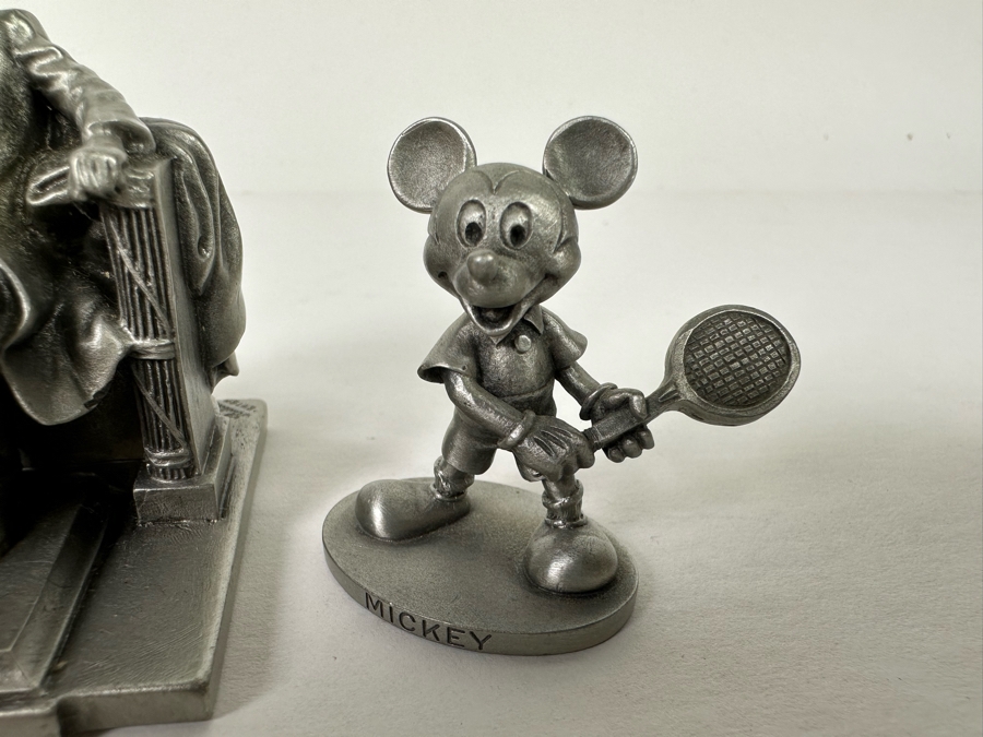 Small Walt Disney Mickey Mouse Fine Pewter Schmid Figurine 1.75H And Hudson Pewter Lincoln Memorial Figurine 1958 By P. W. Baston 2.25H [Photo 5]