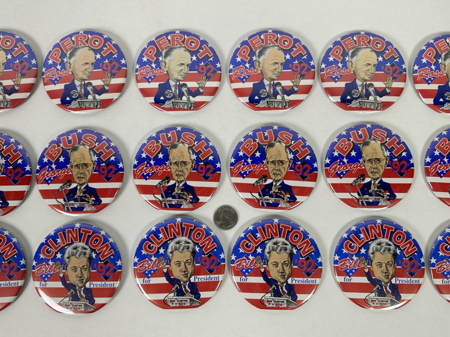 Eighteen 1992 Political Presidential Candidate Buttons Of Bill Clinton, George Bush & Ross Perot [Photo 3]