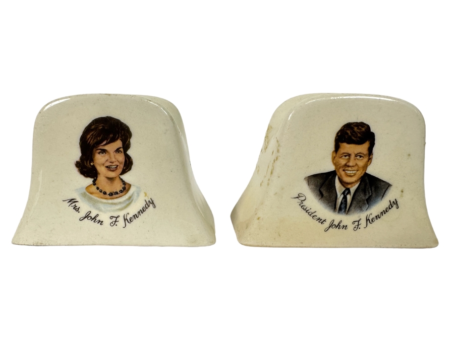 Pair Of Vintage President John F. Kennedy & Mrs. John F. Kennedy Salt & Pepper Shakers 3W X 2H