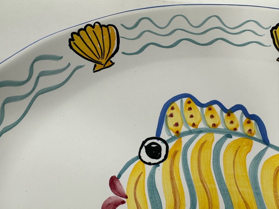 Large Hand Painted Fish Oval Platter Made In Portugal 16.5 X 12.5 [Photo 5]