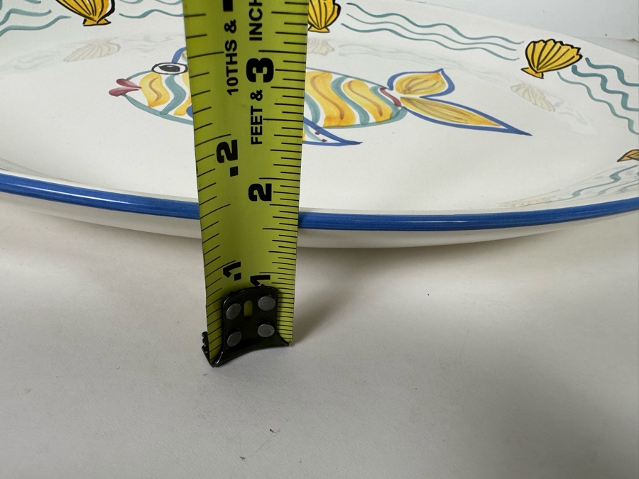 Large Hand Painted Fish Oval Platter Made In Portugal 16.5 X 12.5 [Photo 10]