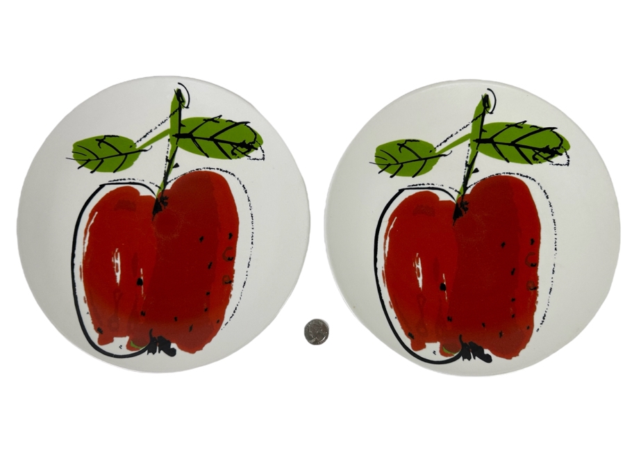 Pair Of Forbidden Fruit Alice Apple Vera For Mikasa Plates F7102 10.75R