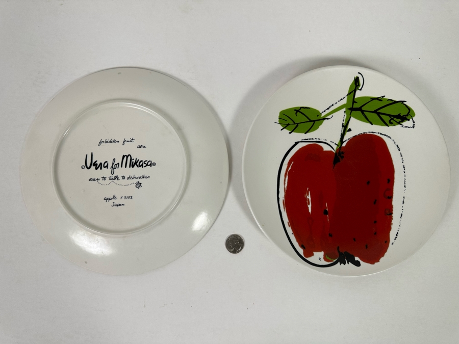 Pair Of Forbidden Fruit Alice Apple Vera For Mikasa Plates F7102 10.75R [Photo 4]