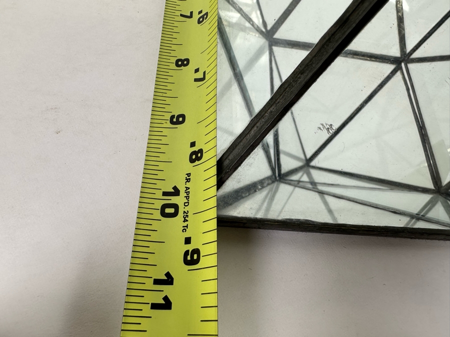 Brass And Glass Pyramid Display Case With Mirrored Bottom 10W X 10D X 7.5H [Photo 10]