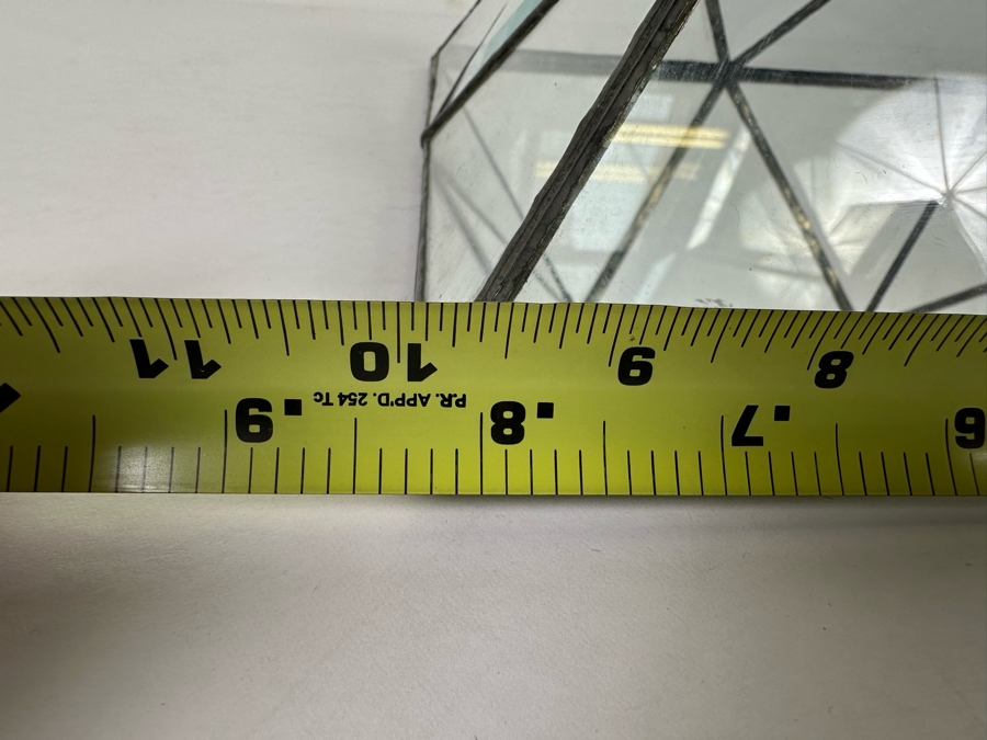 Brass And Glass Pyramid Display Case With Mirrored Bottom 10W X 10D X 7.5H [Photo 9]