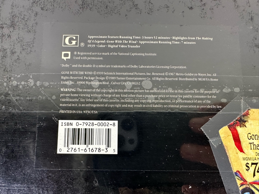 Sealed Gone With The Wind 50th Anniversary VHS Collector's Set, Signed Gone With The Wind Collector's Guide Signed By Patrick McCarver And Sealed Gone With The Wind Playing Cards [Photo 7]