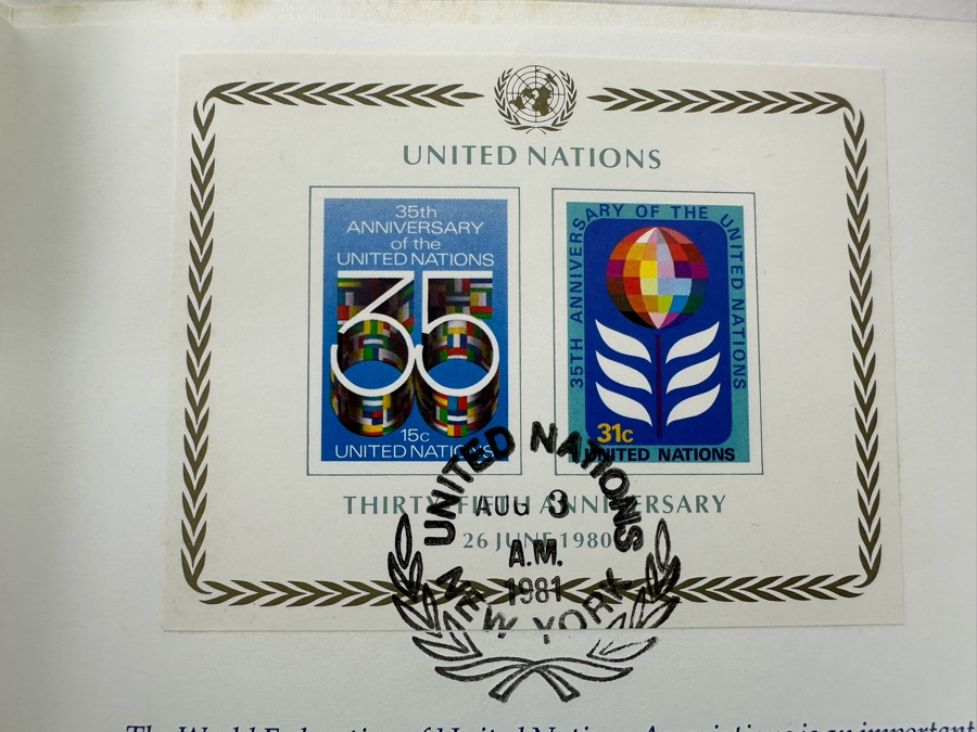Pair Of 35th Anniversary 1981 United Nations First Day Covers Stamps With Salvador Dali Artwork [Photo 10]