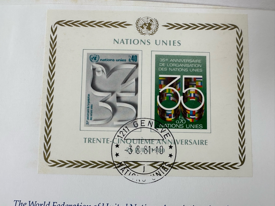 Pair Of 35th Anniversary 1981 United Nations First Day Covers Stamps With Salvador Dali Artwork [Photo 9]