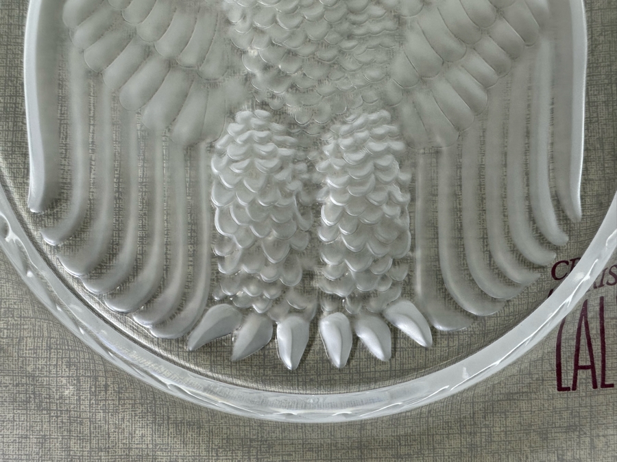 Vintage Signed Lalique France Crystal Annual Plate Bicentennial 1976 American Eagle 12th In Series With Original Box 8.5R [Photo 4]
