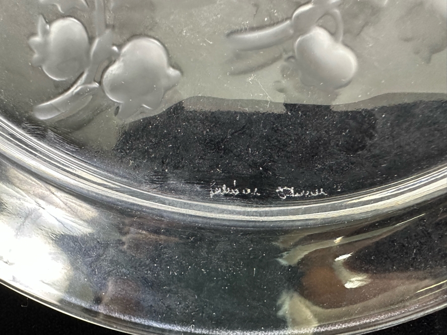 Pair Of Signed Lalique France Etched Crystal Muguet (Lily Of The Valley) Plates 8.5R [Photo 8]