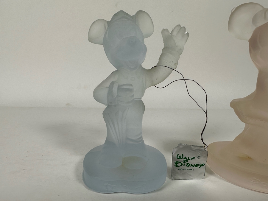 Pair Of Vintage Walt Disney Colored Lead Crystal Mickey Mouse And Minnie Mouse Figurines By OTCO Made In Italy One With Original Tags 5.5H [Photo 4]