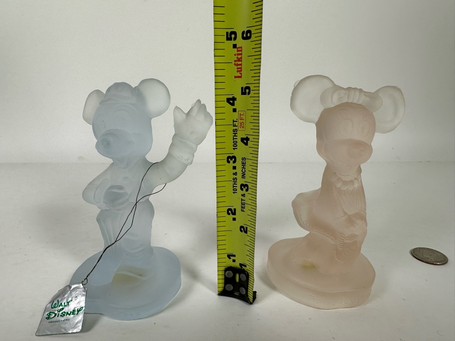 Pair Of Vintage Walt Disney Colored Lead Crystal Mickey Mouse And Minnie Mouse Figurines By OTCO Made In Italy One With Original Tags 5.5H [Photo 17]