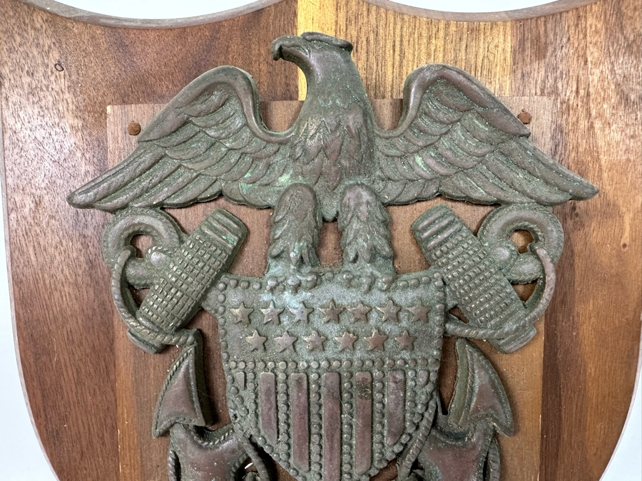Vintage US Navy Officer's Bronze Eagle Crest Insignia Mounted On A Wooden Wall Plaque 11W X 2.5D X 12H [Photo 7]