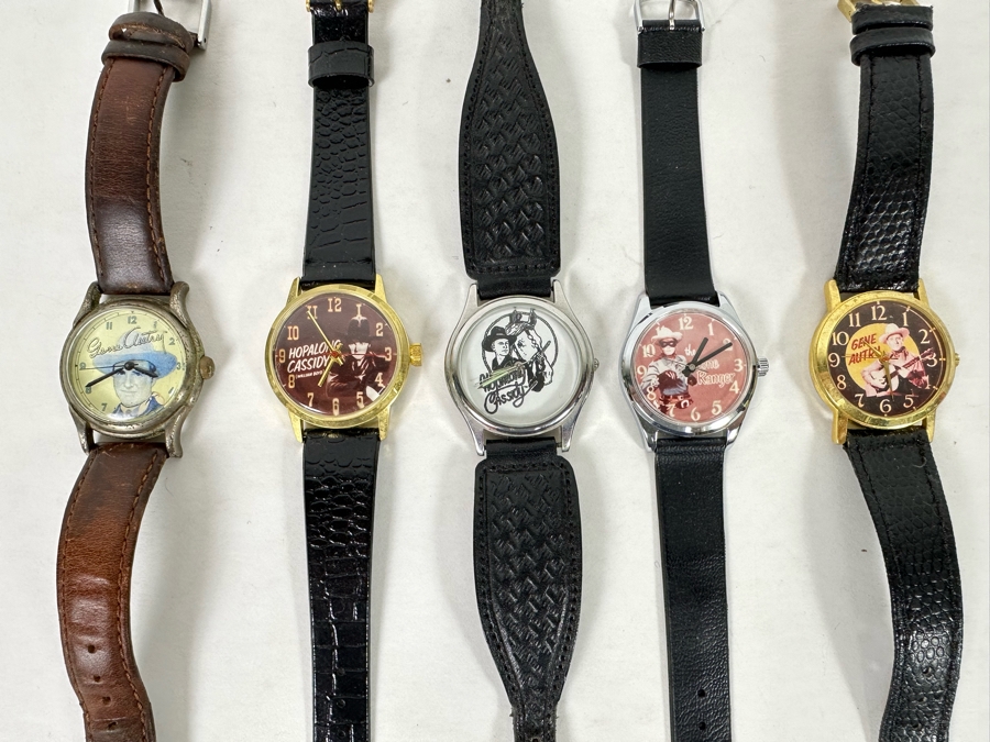 Collection Of Five Vintage Western Movie Star Actor Wrist Watches: Hopalong Cassidy, Lone Ranger, Gene Autry (Watch On Left Is A Limited Edition Gene Autry Watch) [Photo 4]