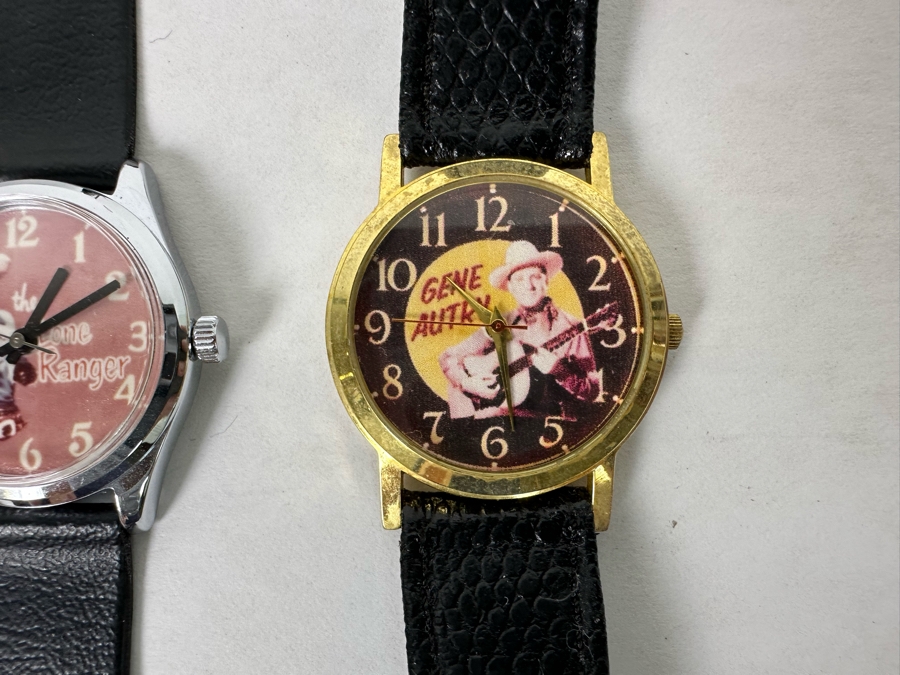Collection Of Five Vintage Western Movie Star Actor Wrist Watches: Hopalong Cassidy, Lone Ranger, Gene Autry (Watch On Left Is A Limited Edition Gene Autry Watch) [Photo 6]