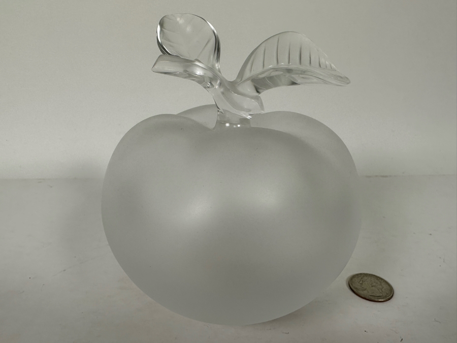 Beautiful Signed Lalique Frosted Crystal Grande Pomme Perfume Bottle 5W X 6H [Photo 5]