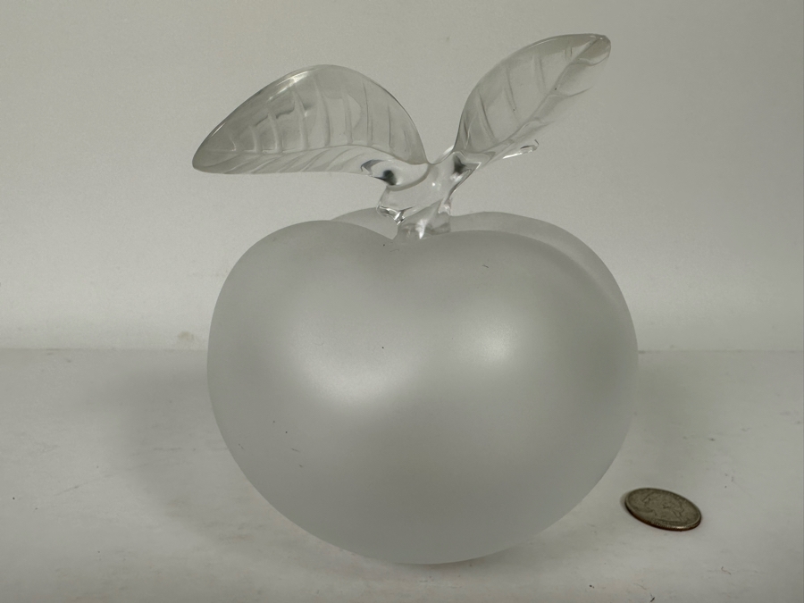 Beautiful Signed Lalique Frosted Crystal Grande Pomme Perfume Bottle 5W X 6H [Photo 8]