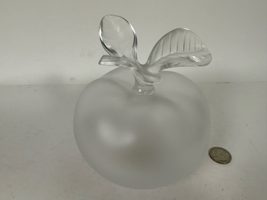 Beautiful Signed Lalique Frosted Crystal Grande Pomme Perfume Bottle 5W X 6H [Photo 7]