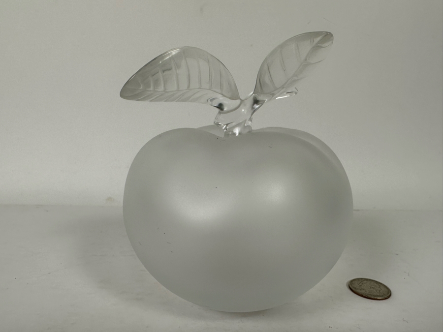 Beautiful Signed Lalique Frosted Crystal Grande Pomme Perfume Bottle 5W X 6H [Photo 9]