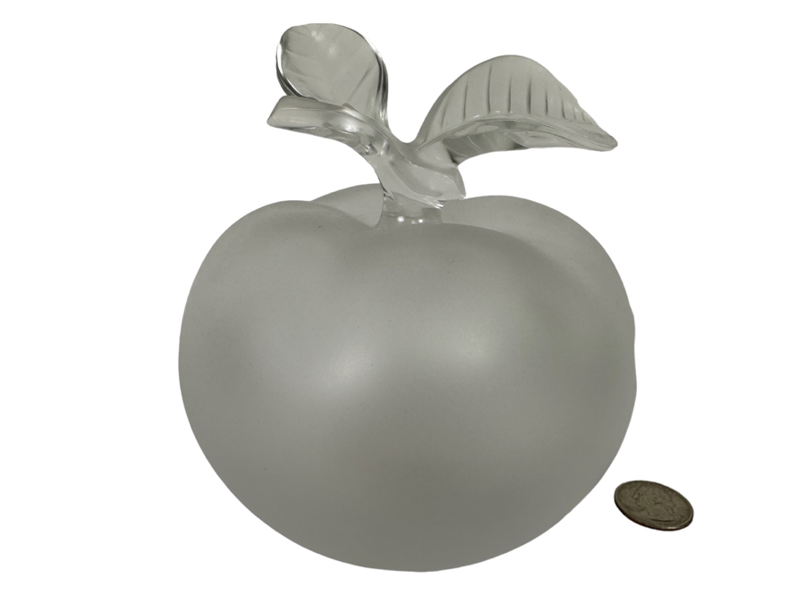 Beautiful Signed Lalique Frosted Crystal Grande Pomme Perfume Bottle 5W X 6H [Photo 2]