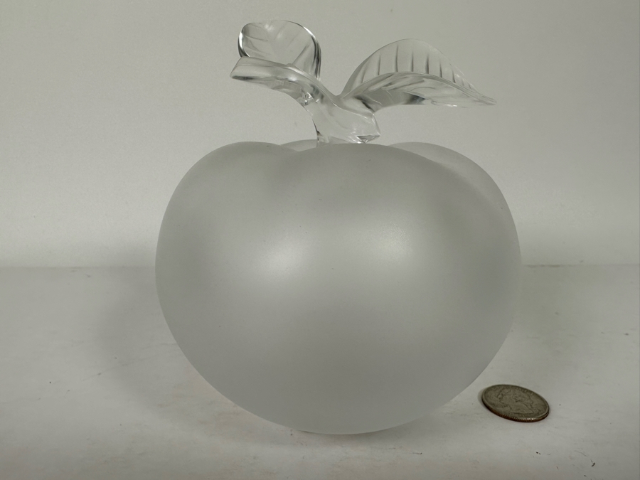Beautiful Signed Lalique Frosted Crystal Grande Pomme Perfume Bottle 5W X 6H [Photo 4]