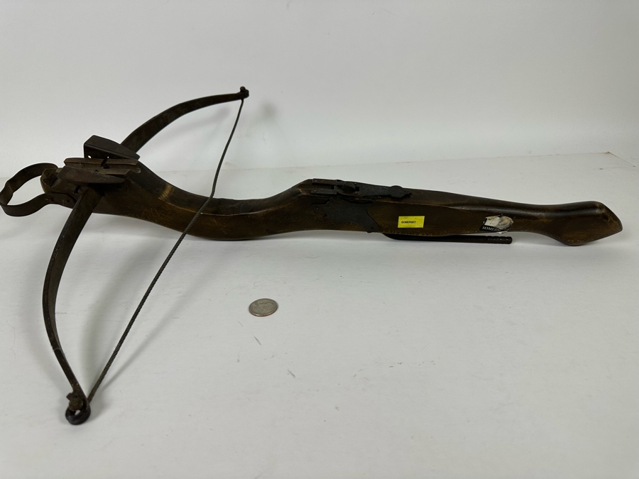 Vintage Wooden And Metal Handheld Crossbow 19W X 25L [Photo 3]