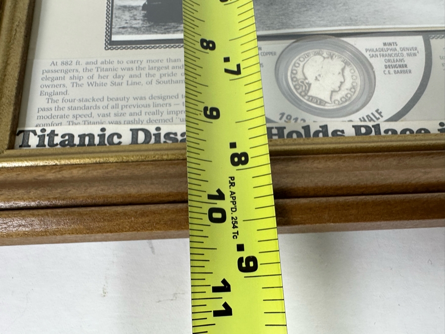 .900 Silver 1912 Barber Half Dollar Framed & Displayed Within S.S. Titanic Memorial 12 X 10 [Photo 10]