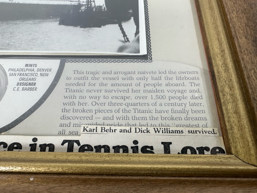 .900 Silver 1912 Barber Half Dollar Framed & Displayed Within S.S. Titanic Memorial 12 X 10 [Photo 7]