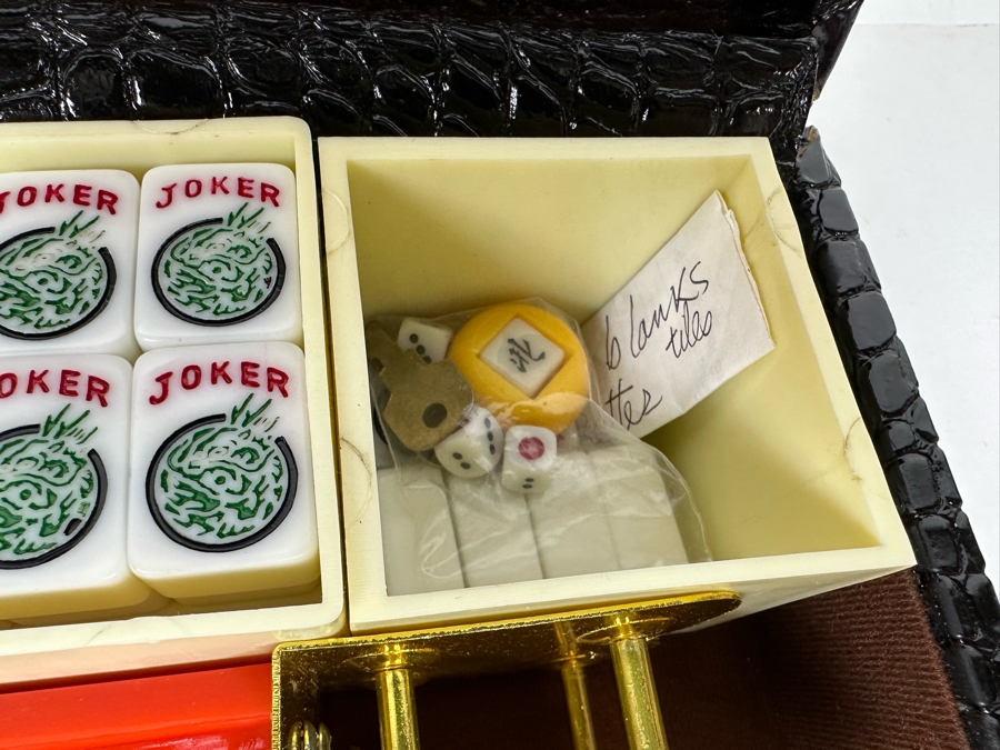Vintage Mah-Jongg Mahjong Portable Game Set With Mah-Jongg Tiles, Racks, How To Play Book And I Love Mah Jongg Handbag [Photo 6]