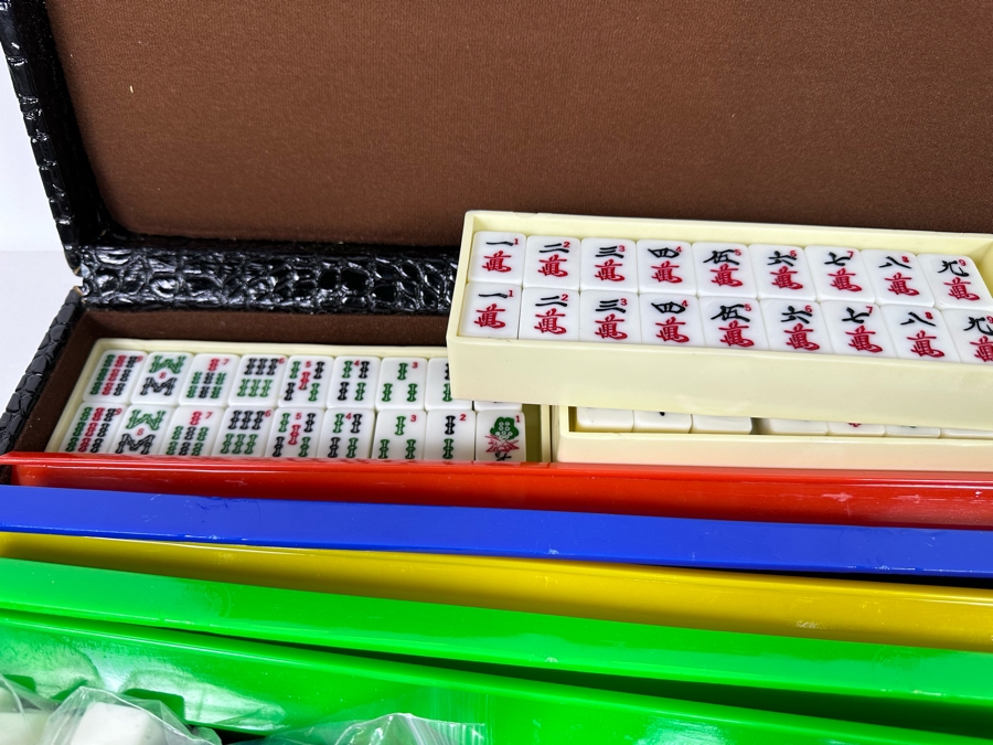 Vintage Mah-Jongg Mahjong Portable Game Set With Mah-Jongg Tiles, Racks, How To Play Book And I Love Mah Jongg Handbag [Photo 5]