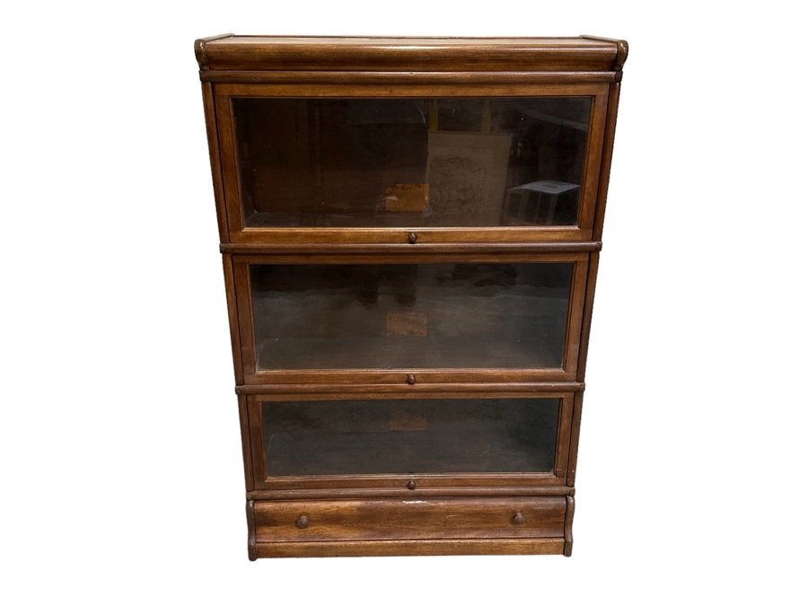 Vintage Wooden Lawyer's Bookcase With Unreadable Manufacturer's Tags 34W X 12D X 51H