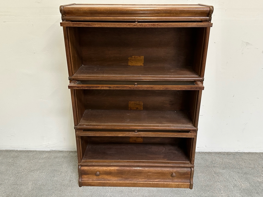 Vintage Wooden Lawyer's Bookcase With Unreadable Manufacturer's Tags 34W X 12D X 51H [Photo 6]