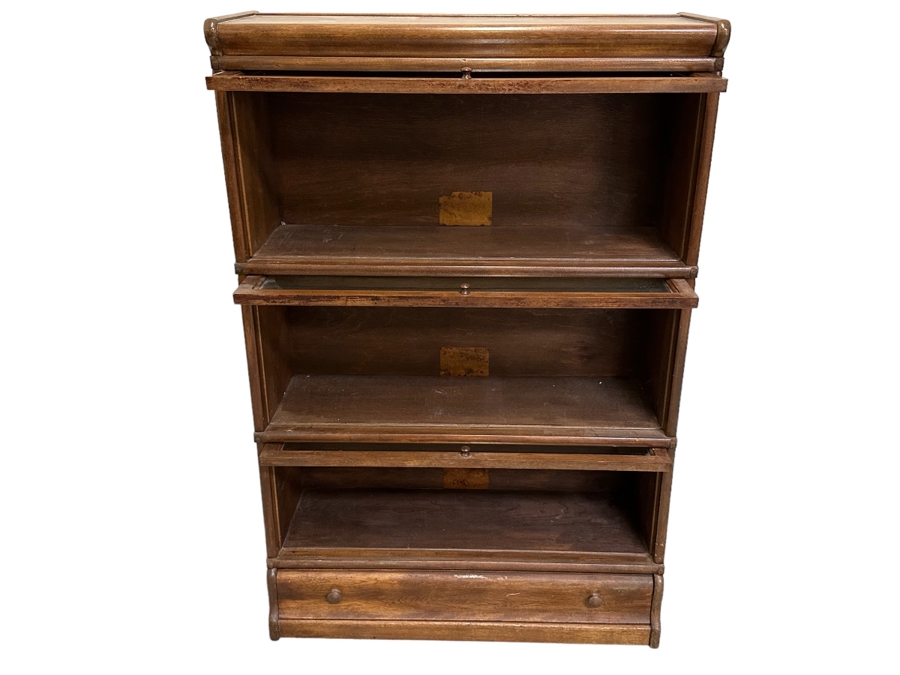 Vintage Wooden Lawyer's Bookcase With Unreadable Manufacturer's Tags 34W X 12D X 51H [Photo 2]